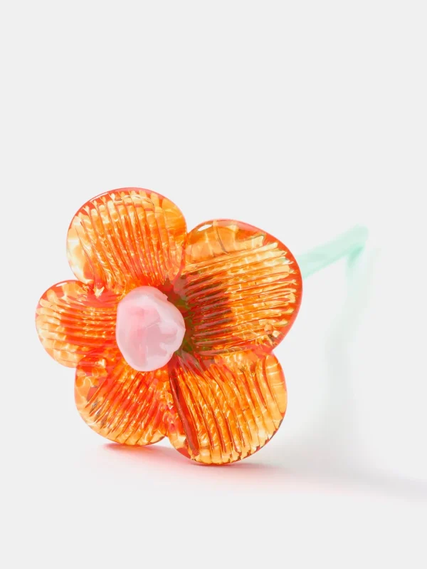 Best HOFF MOUTHBLOWN CRYSTAL FLOWER ORANGE