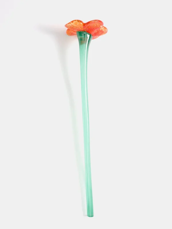 Best HOFF MOUTHBLOWN CRYSTAL FLOWER ORANGE